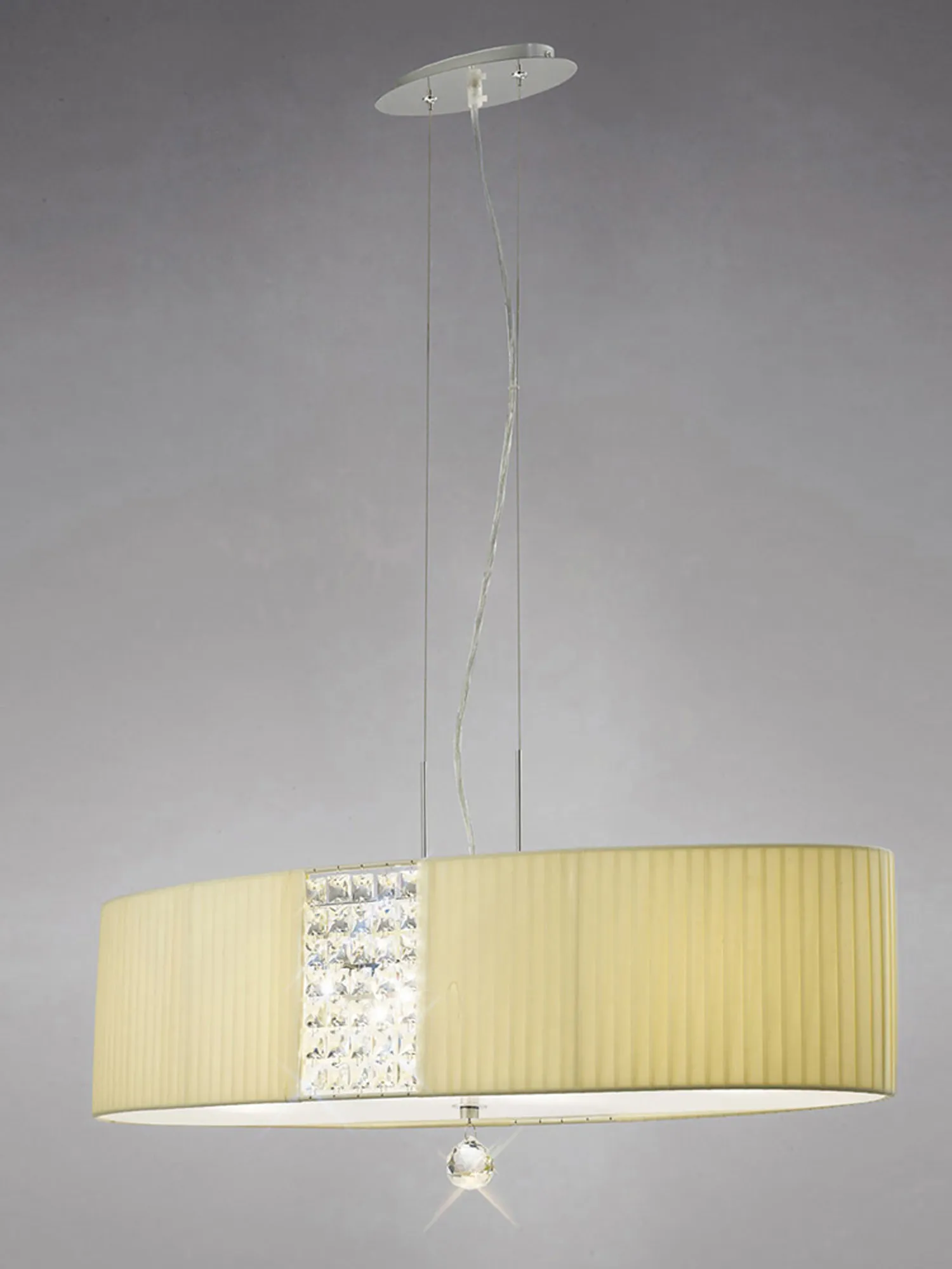 Evelyn Polished Chrome-Cream Crystal Ceiling Lights Diyas Shaded Crystal Fittings